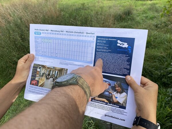 Rückseite der Rad- und Wanderkarte um den Geiseltalsee